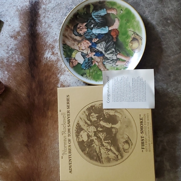 Norman Rockwell Plate 1977 Adventures Of Tom Sawyer Series “First Smoke” - Picture 4 of 4